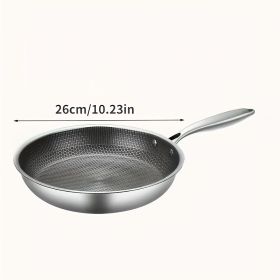 1PC Household Kitchen Honeycomb Stainless Steel Non Stick Frying Pan,Easy To Clean, Suitable For Frying Steak, Fish, And Eggs,Suitable For All St