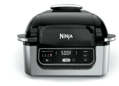 Ninja Foodi 4-in-1 Indoor Grill with 4-Qt Air Fryer, Roast, Bake, & Cyclonic Grilling Technology, Black/Stainless
