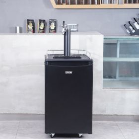 Beer Kegerator, Single Tap Draft Beer Dispenser, Full Size Keg Refrigerator With Shelves, CO2 Cylinder, Drip Tray & Rail, 32°F- 50°F Temperature (Option: Black)