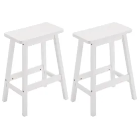 [Same Code: 38873429]2pcs Pine Wood Saddle Seat Bar Stool White (Option: defaulttitle)