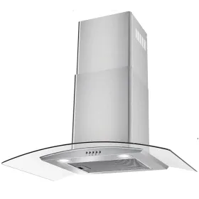 30" Wall Mount Range Hood 450CFM Tempered Glass Vented 3-Speed Fan W/LEDs (Option: Silver)