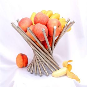 Stainless Steel Rotating Fruit Basket Silver Foldable Fruit Bowl And Display Stand With Peeler For Kitchen Countertop And Dining Table (Option: 13X8inch)