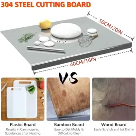 XXL 304 Stainless Steel Cutting Board  Anti-Slip & Mildew-Proof! No More Moldy Wooden Boards | Heavy-Duty & Food-Safe, Easy To Clean – Chop Meat, (Option: 40CM50CM)