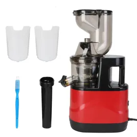 Cold Press Juicer Machine 300W Electric Slow Masticating Juicer for Whole Vegetable and Fruit with Reverse Function 2 Containers Cleaning Brush C (Option: Red)