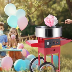 Electric Cotton Candy Machine With Cart, 1000W Commercial Candy Floss Maker With Stainless Steel Bowl, Sugar Scoop And Drawer, Perfect For Home, (Option: Red)