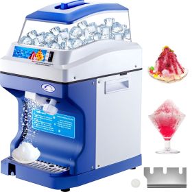 110V Commercial Ice Shaver Crusher 441LBS/H With 11LBS Hopper, 300W Tabletop Electric Snow Cone Maker 320 RPM Rotate Speed Perfect For Parties Ev (Option: Blue)