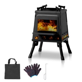 Portable Wood-Burning Camping Stove - Multifunctional Outdoor BBQ Grill & Wood Heater With Firewood Compatibility For Hiking, Picnic, Backpacking (Option: Black)